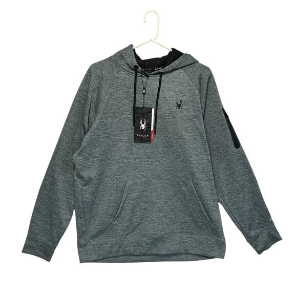 Spyder Active ProWeb Pullover Hoodie NWT Men's Sz L Gray Sweatshirt Athleisure - Picture 1 of 9